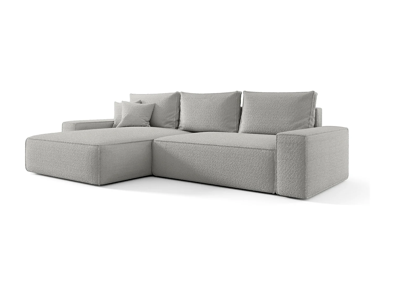 Canapé d'angle CALIFORNIA gauche gris Bukle Quelle 83 - fonction couchage, coffre à literie