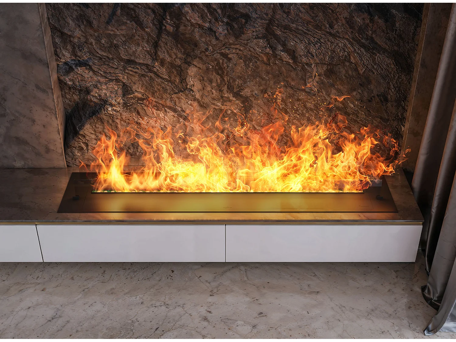 Cheminée encastrable à vapeur d'eau LED multicolore avec remplissage automatique 180 cm INVAPO INSERT
