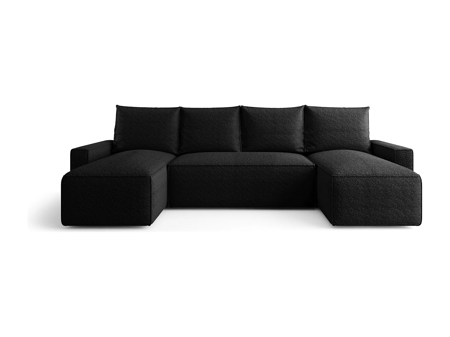 Canapé d'angle HAVANA en U noir Bukle Quelle 100 - fonction couchage, coffre à literie