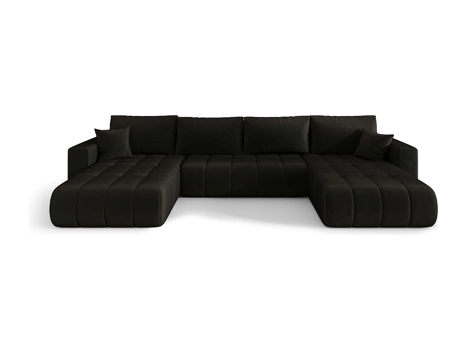 Canapé d'angle LARA PREMIUM en U graphite velours Monolith 95 - fonction couchage, coffre à literie