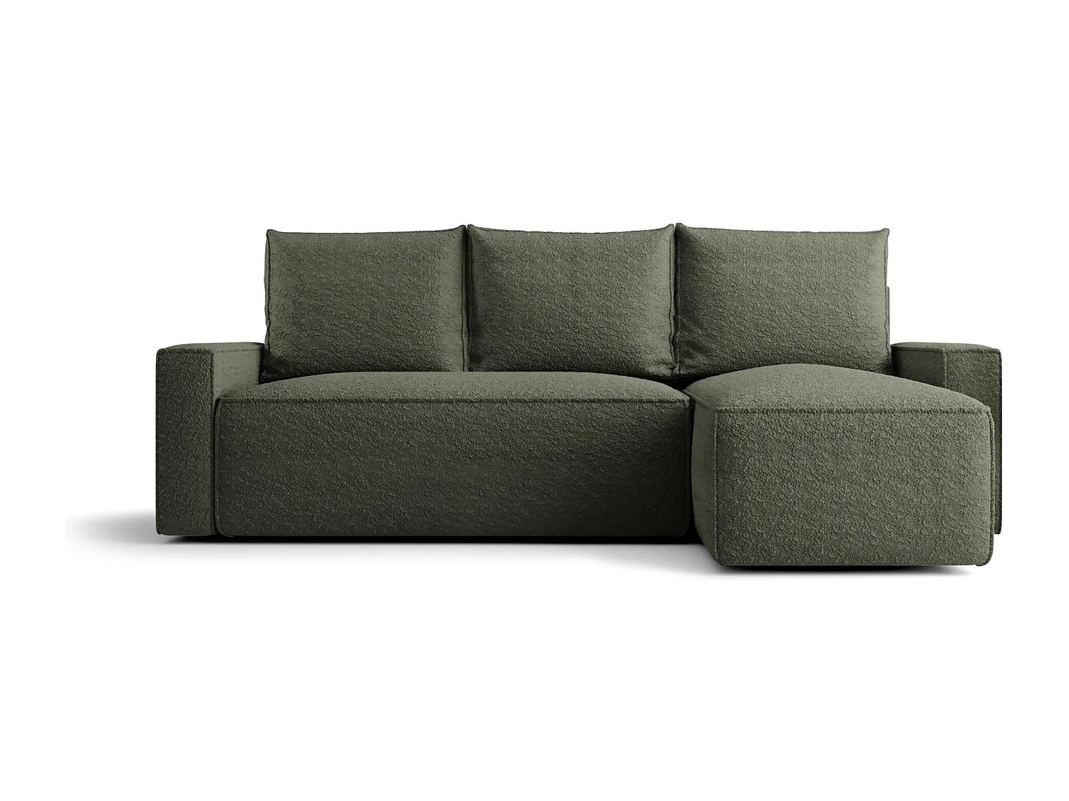Canapé d'angle HAVANA droit Ciemno Zielony Bukle Quelle 37 - fonction couchage, coffre à literie