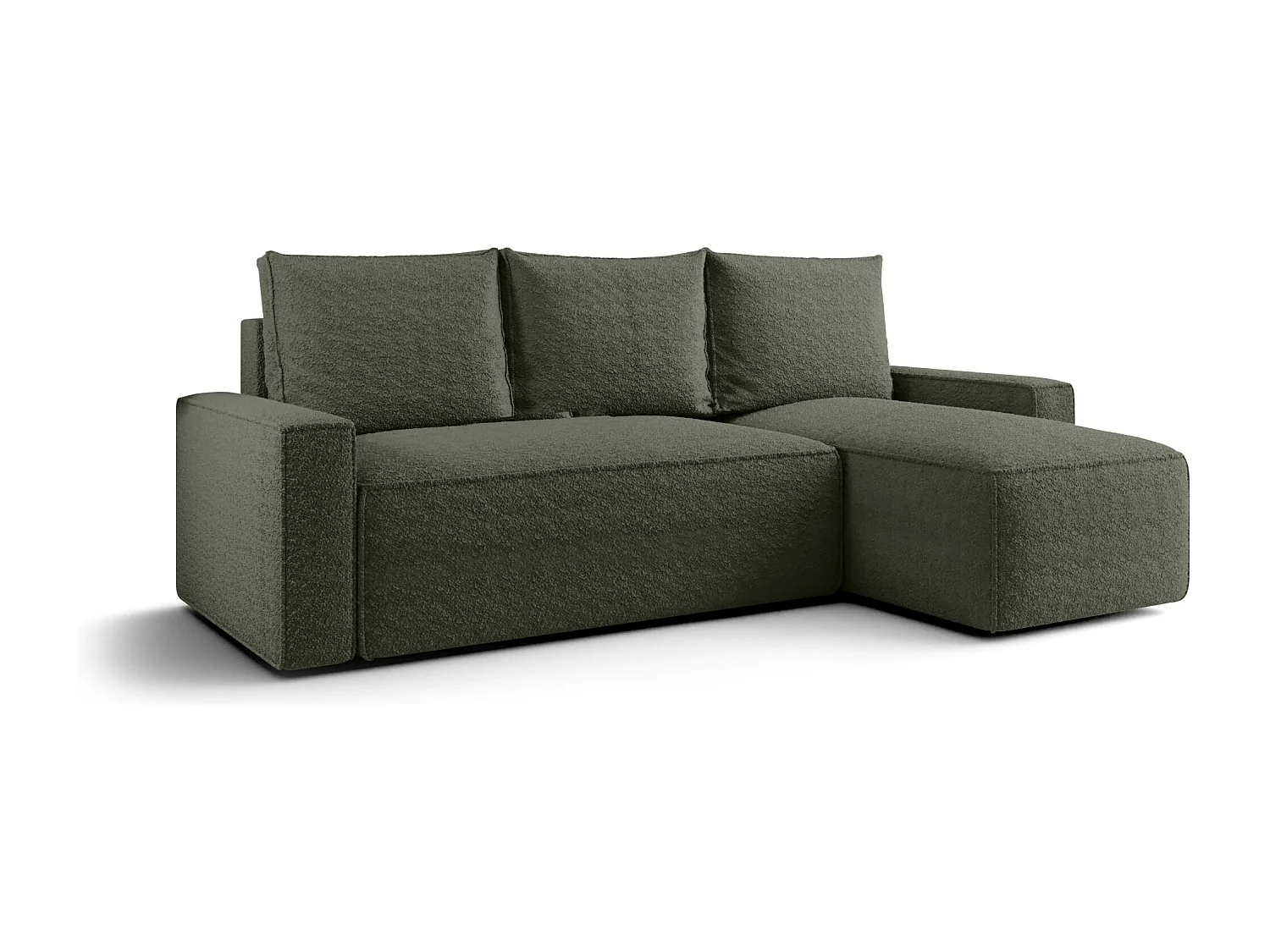 Canapé d'angle HAVANA droit Ciemno Zielony Bukle Quelle 37 - fonction couchage, coffre à literie