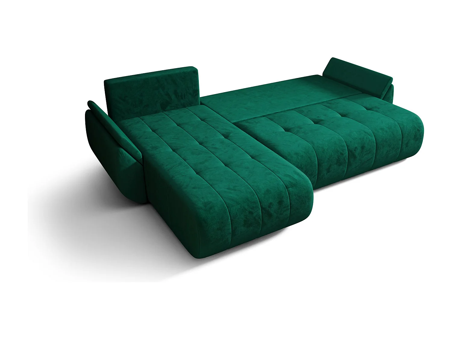 Canapé d'angle SYDNEY droit noir tricot Wind 99 - fonction couchage, coffre à literie