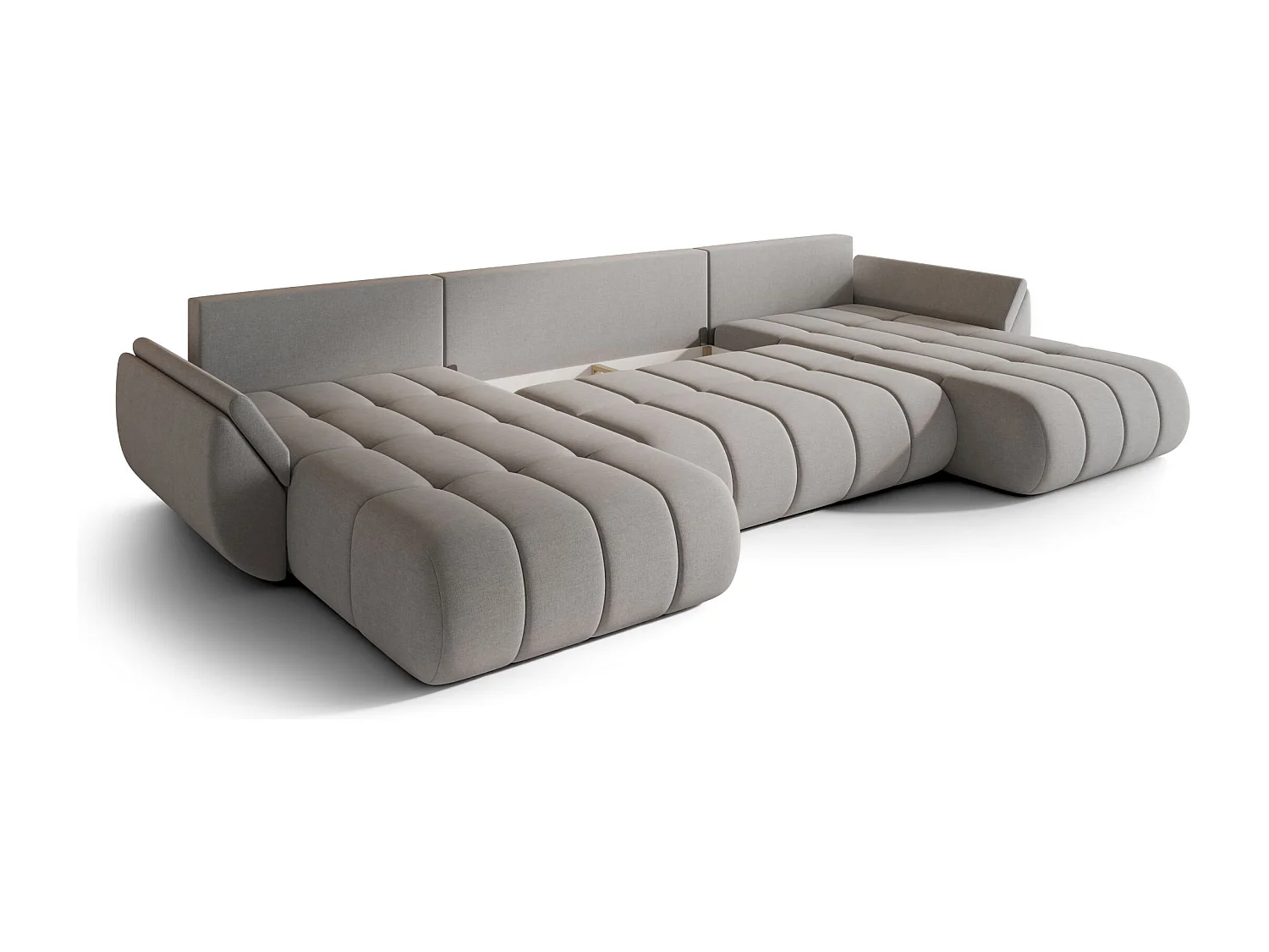Canapé d'angle SYDNEY PREMIUM en U vert velours Monolith 37 - fonction couchage, coffre à literie