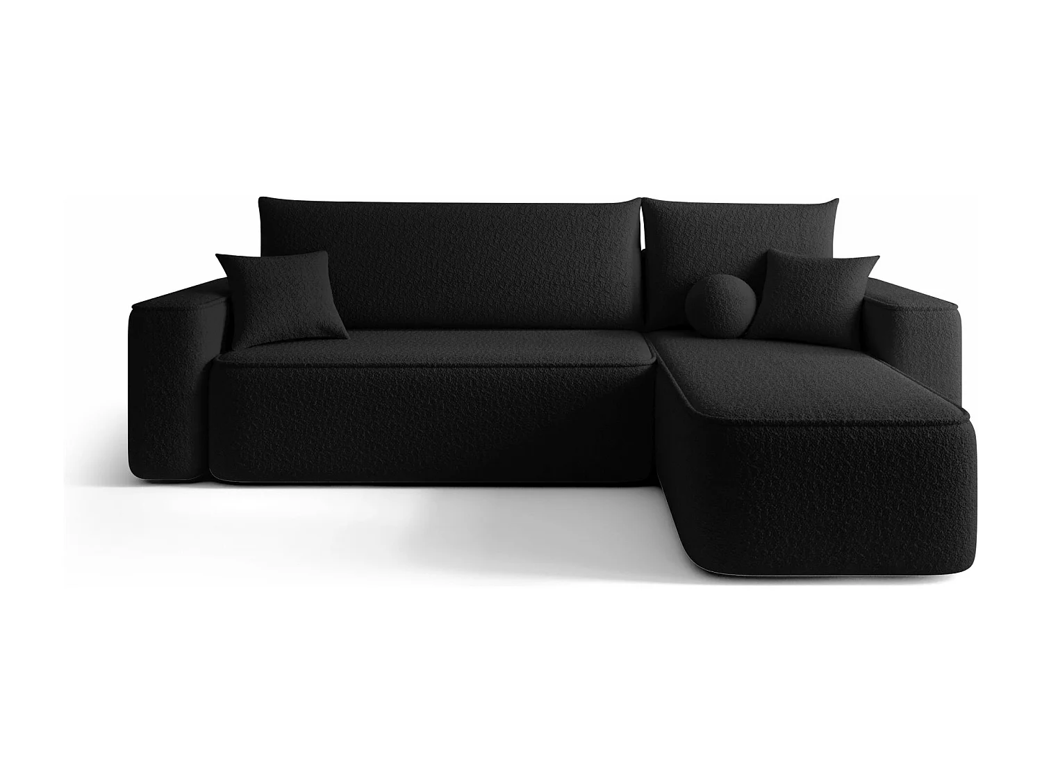 Canapé d'angle TEXAS droit noir Bukle Quelle 100 - fonction couchage, coffre à literie