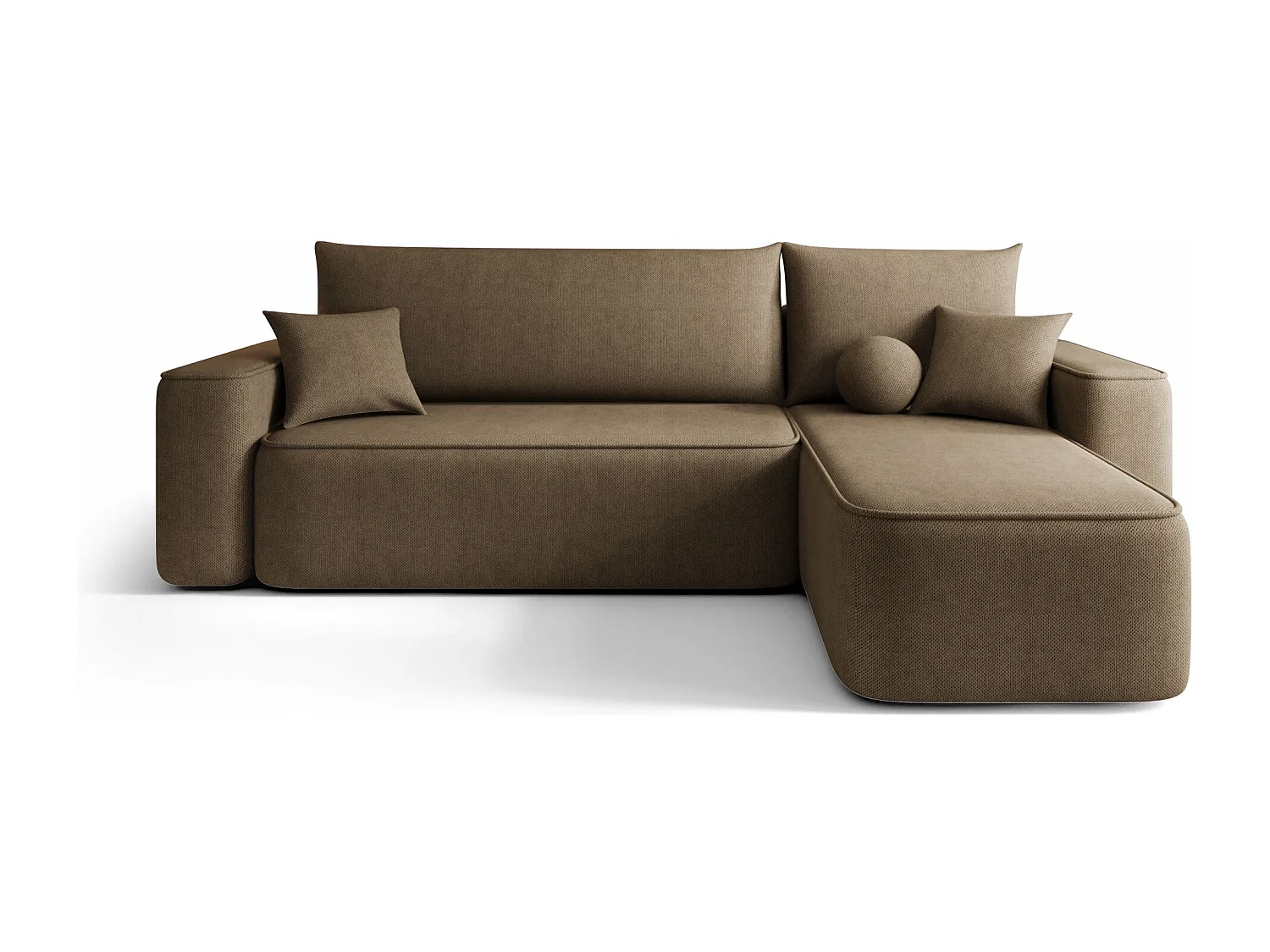 Canapé d'angle TEXAS droit marron tricot Curio 20 - fonction couchage, coffre à literie