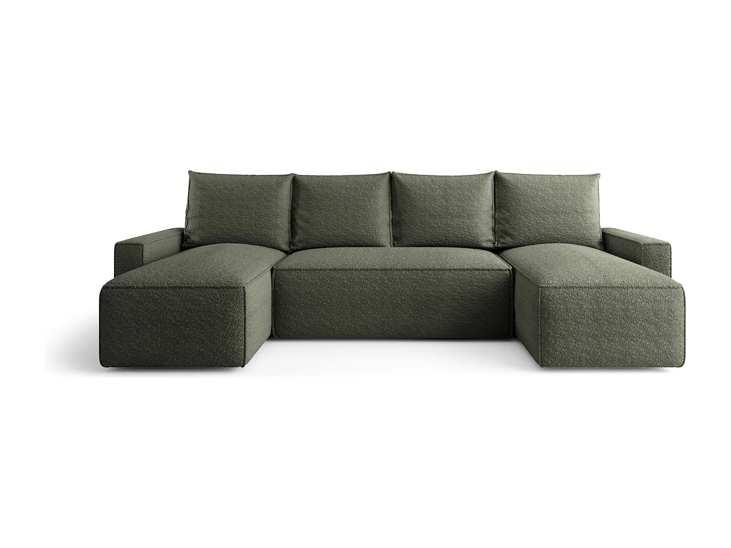 Canapé d'angle HAVANA en U Ciemno Zielony Bukle Quelle 37 - fonction couchage, coffre à literie