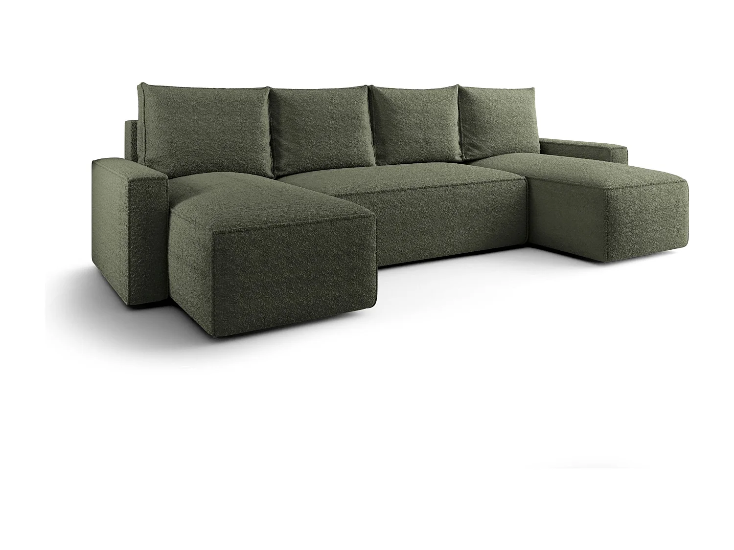 Canapé d'angle HAVANA en U Ciemno Zielony Bukle Quelle 37 - fonction couchage, coffre à literie