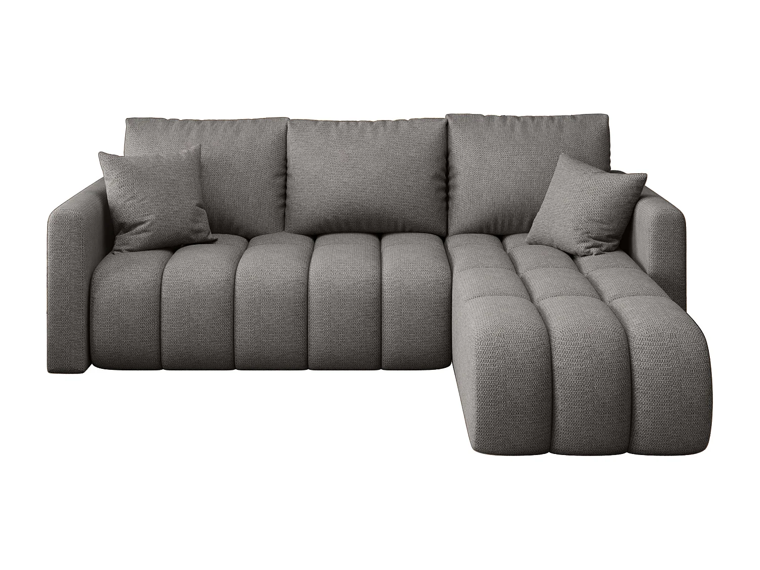 Canapé d'angle GARDA droit Jasnoszary tricot Aragon 83 - fonction couchage, coffre à literie
