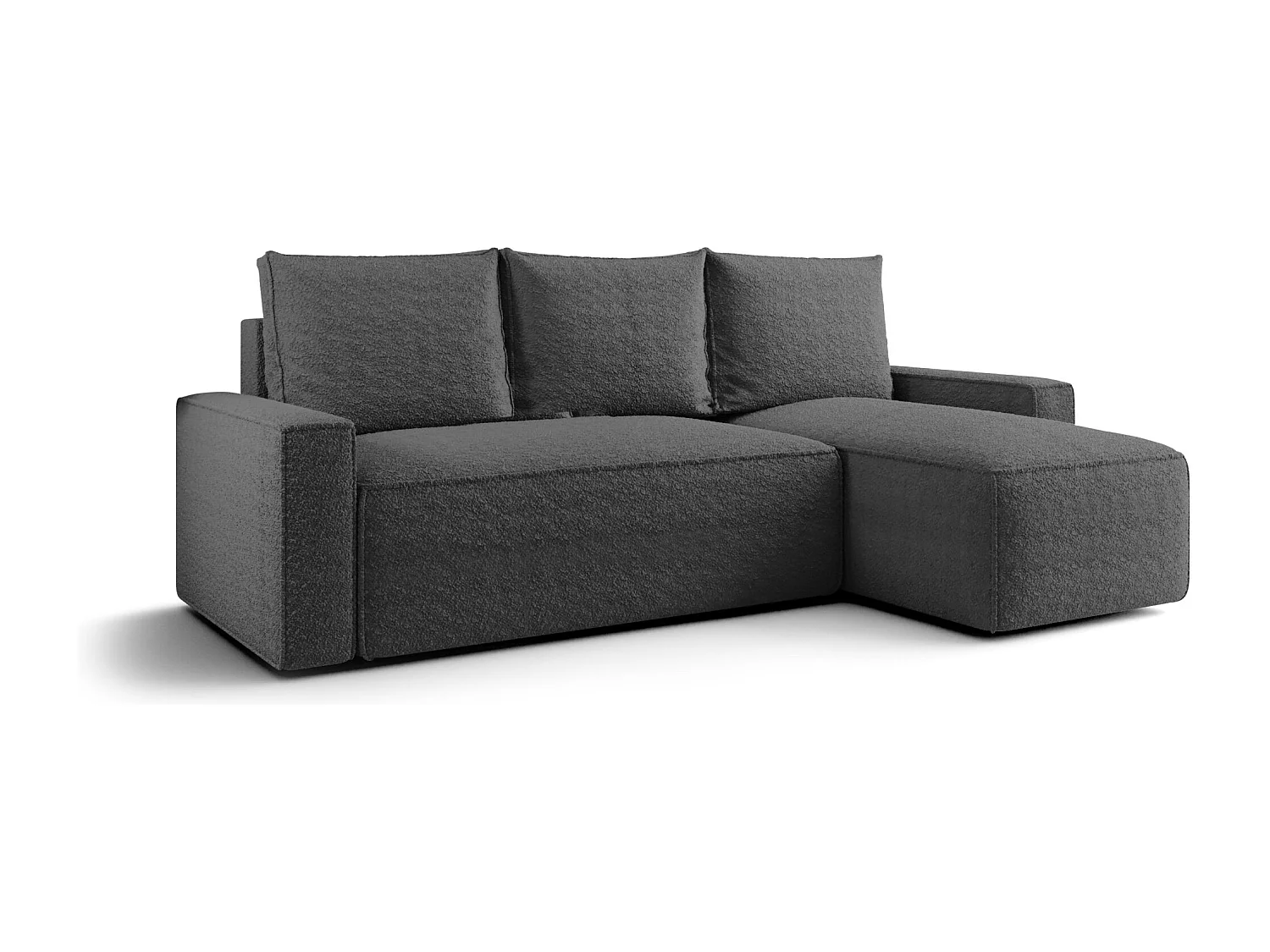 Canapé d'angle HAVANA droit gris foncé Bukle Quelle 92 - fonction couchage, coffre à literie