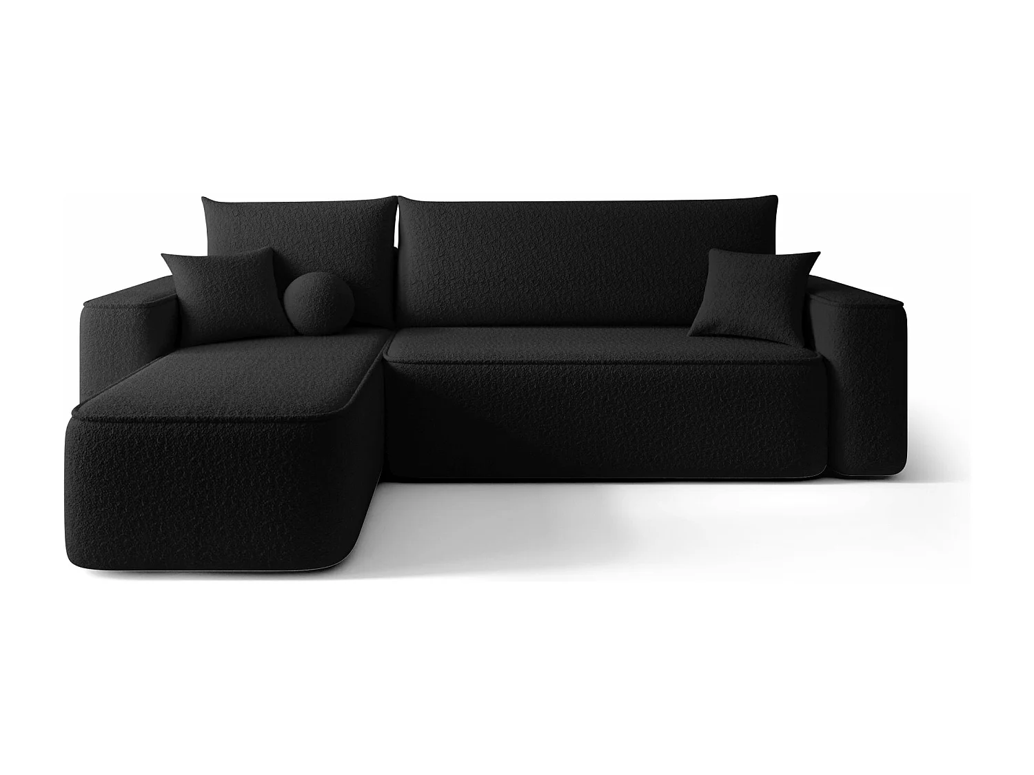 Canapé d'angle TEXAS gauche noir Bukle Quelle 100 - fonction couchage, coffre à literie