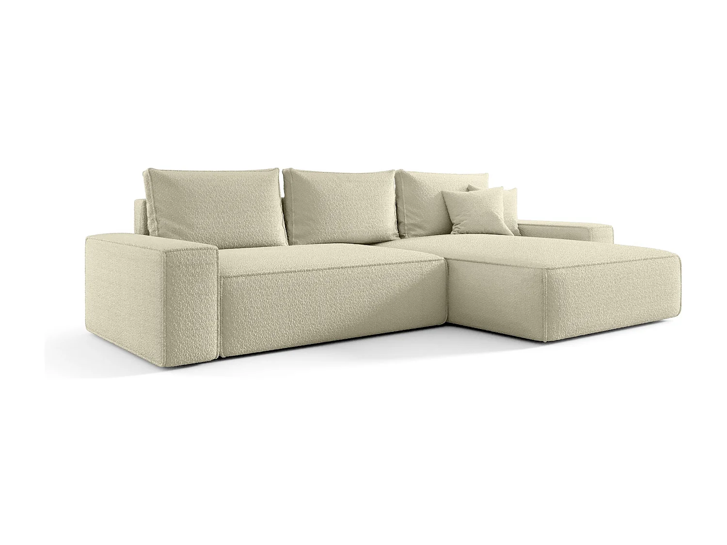 Canapé d'angle CALIFORNIA droit Jasny Bezowy Bukle Quelle 2 - fonction couchage, coffre à literie