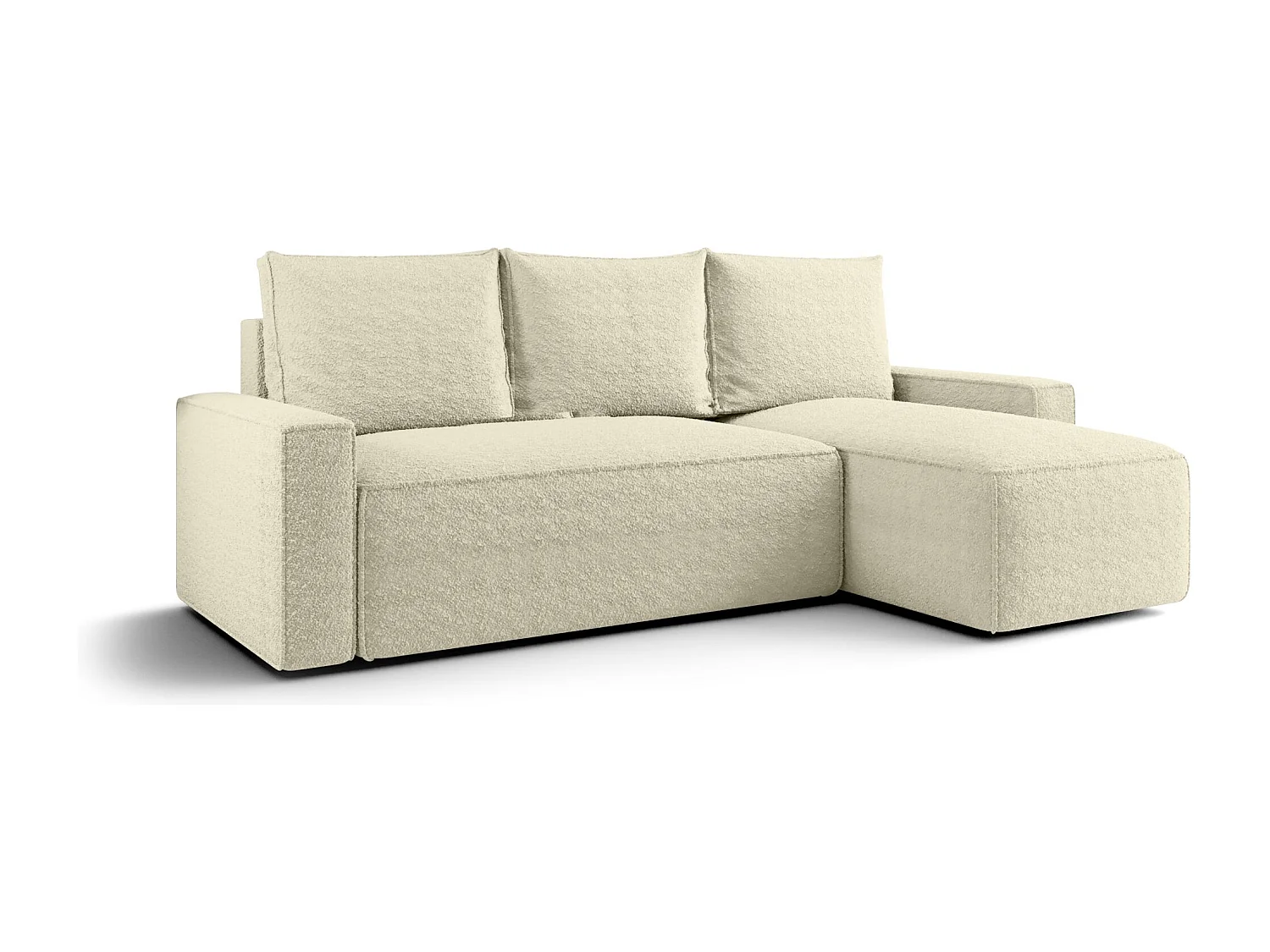 Canapé d'angle HAVANA droit Jasny Bezowy Bukle Quelle 2 - fonction couchage, coffre à literie