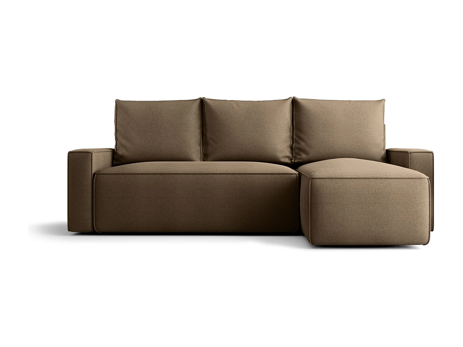 Canapé d'angle HAVANA droit marron tricot Curio 20 - fonction couchage, coffre à literie
