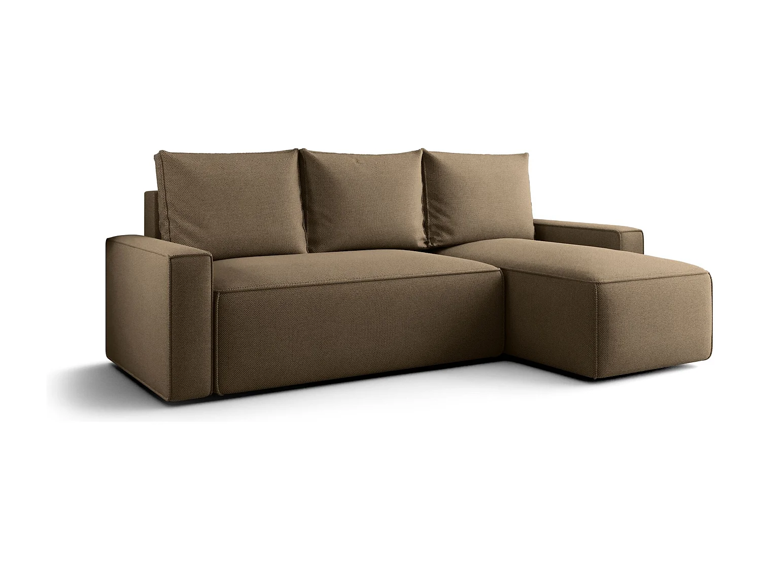 Canapé d'angle HAVANA droit marron tricot Curio 20 - fonction couchage, coffre à literie