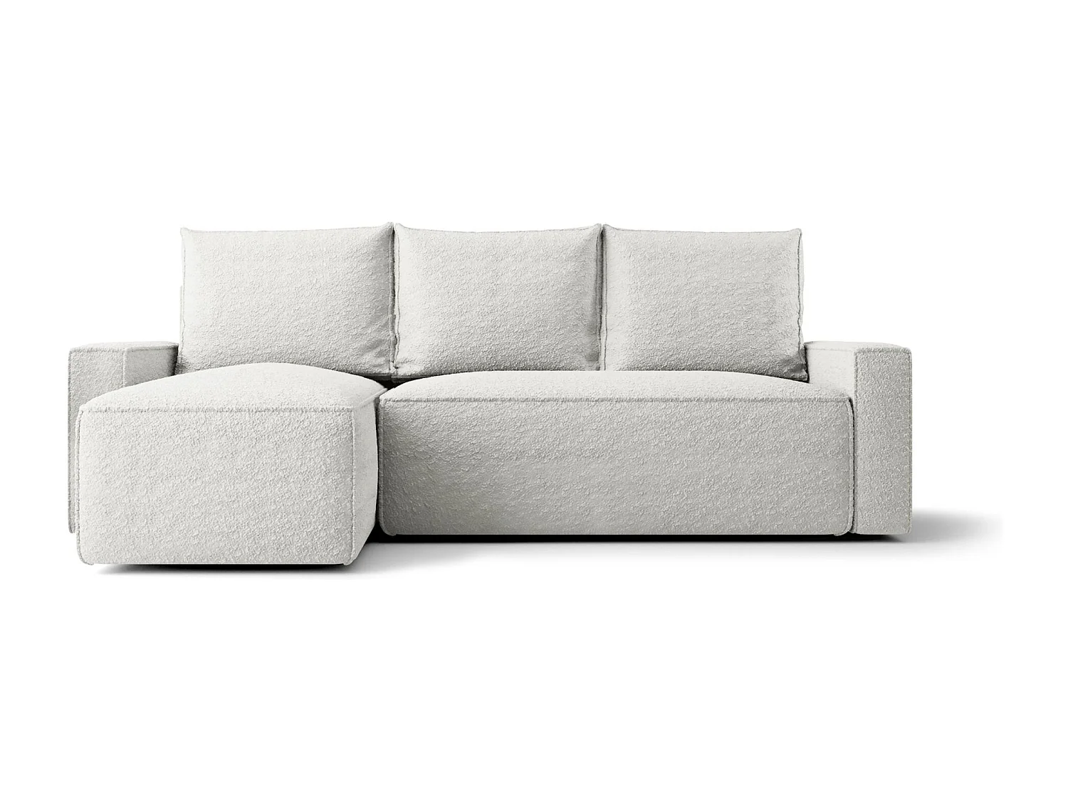 Canapé d'angle HAVANA gauche blanc Bukle Quelle 1 - fonction couchage, coffre à literie