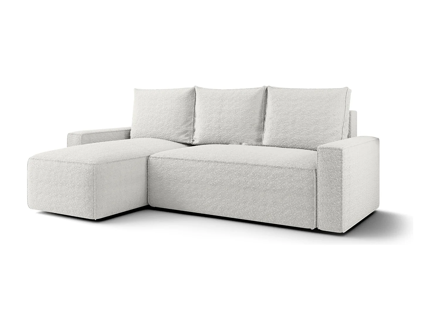 Canapé d'angle HAVANA gauche blanc Bukle Quelle 1 - fonction couchage, coffre à literie