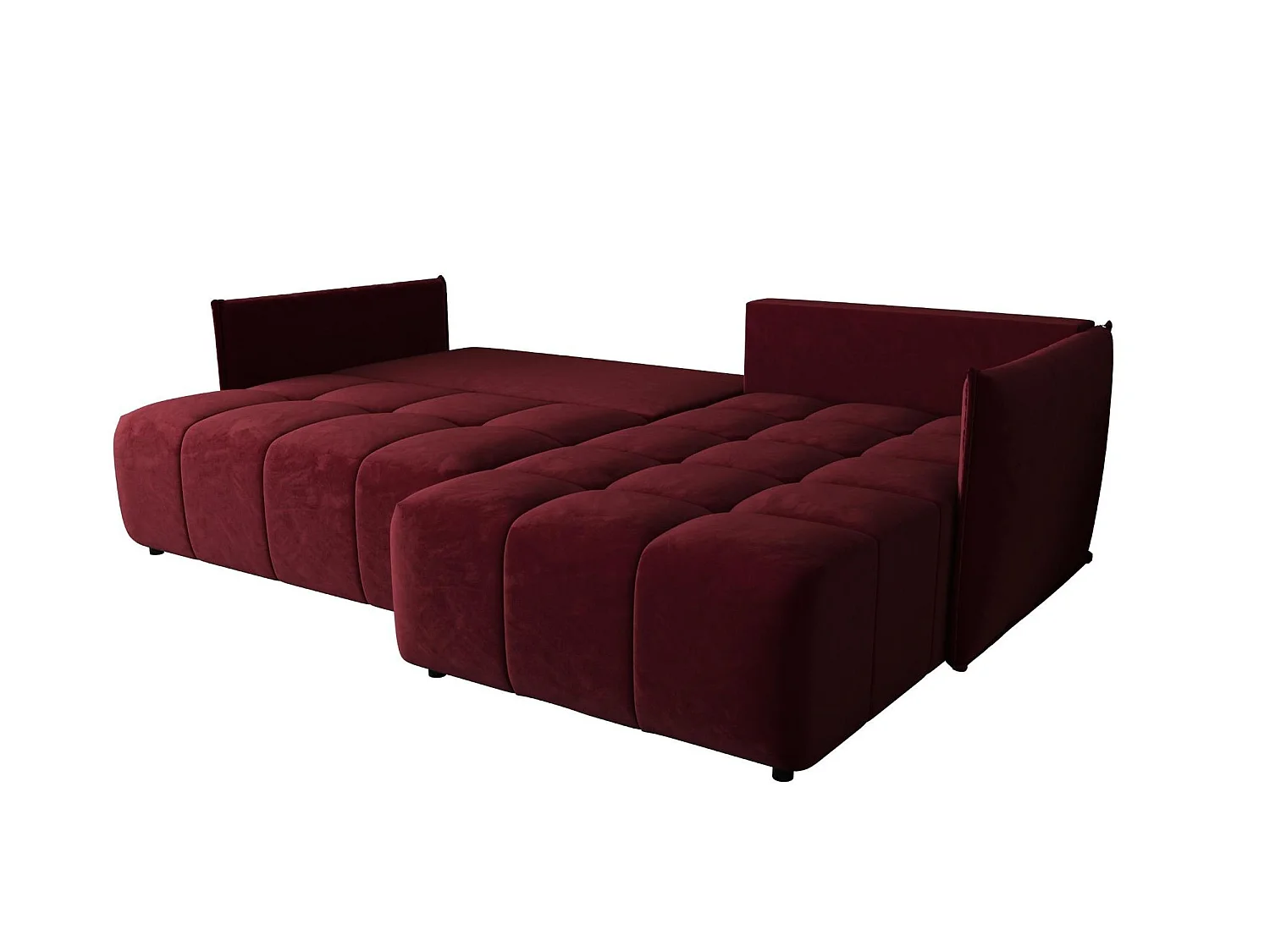 Canapé d’angle velours convertible avec rangement ELIO-Rouge-angle droit
