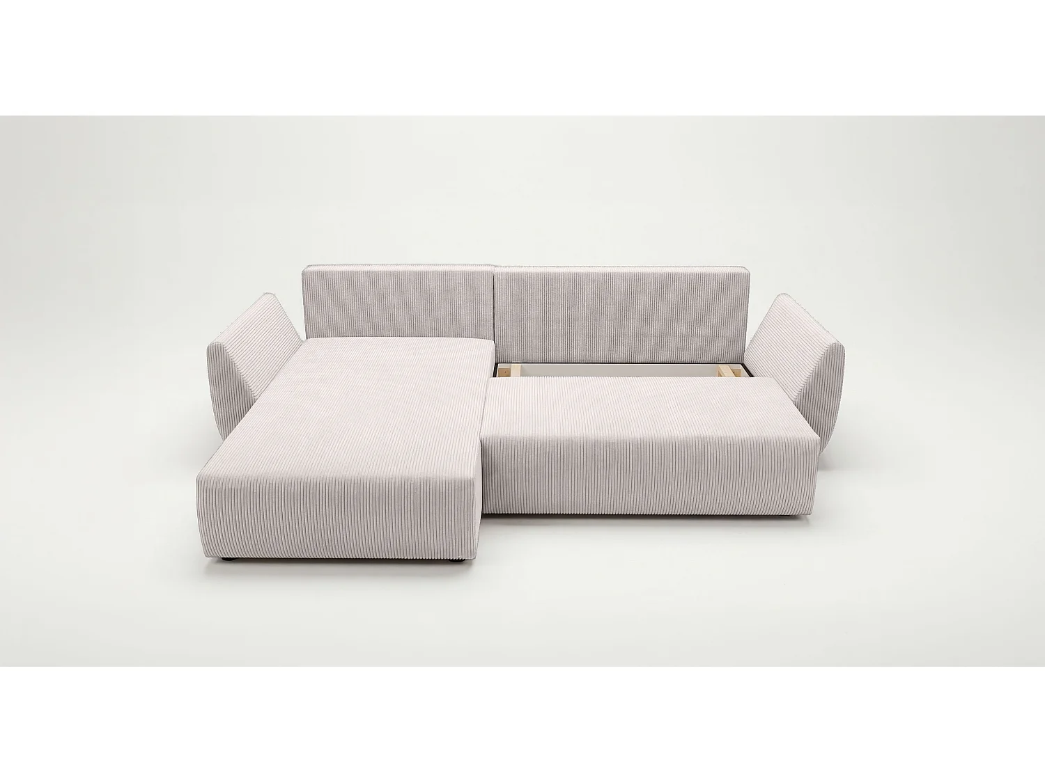 Canapé d’angle velours côtelé convertible avec coffre NOVA-Gris-angle droit