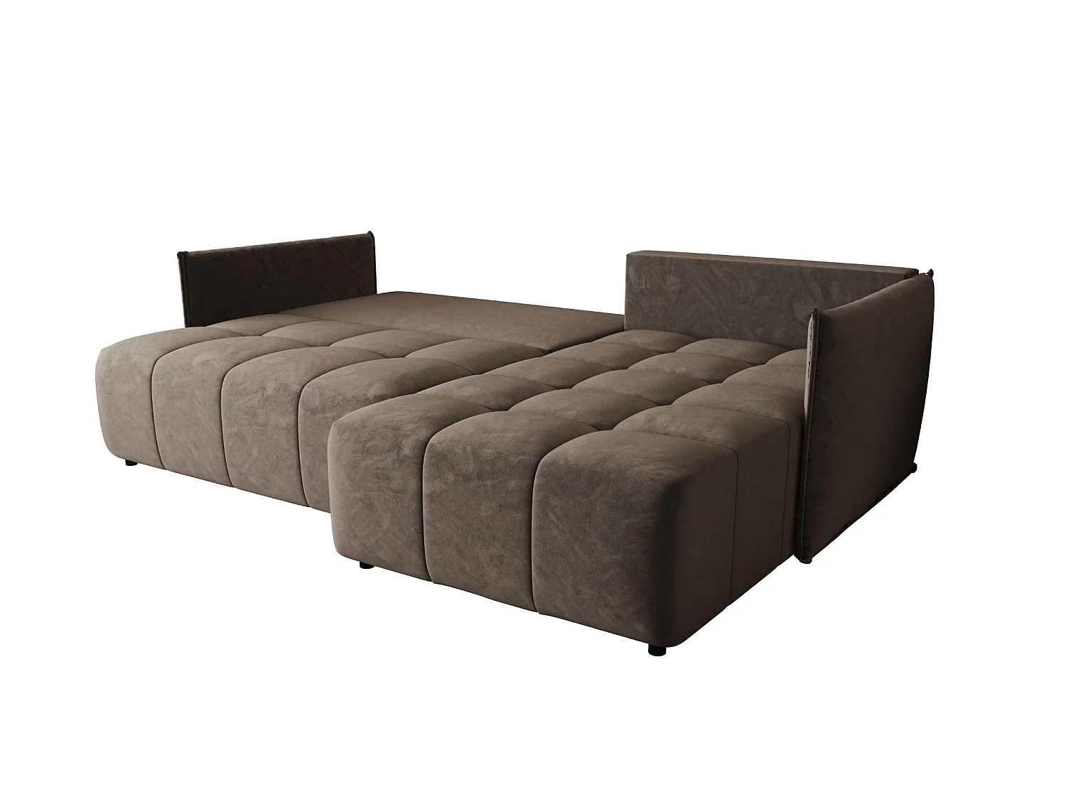 Canapé d’angle velours convertible avec rangement ELIO-Marron-angle droit