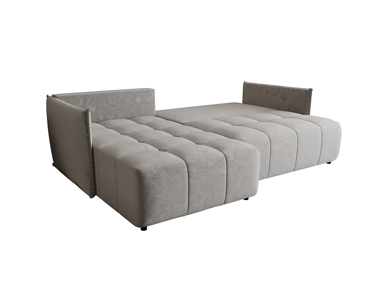 Canapé d’angle velours convertible avec rangement ELIO-Gris clair-angle gauche