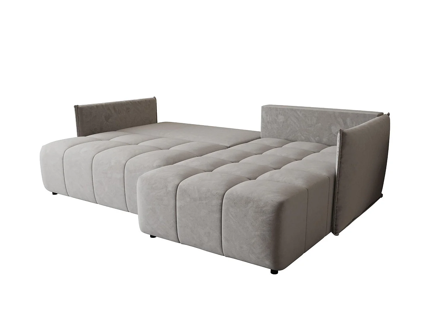 Canapé d’angle velours convertible avec rangement ELIO-Gris clair-angle droit