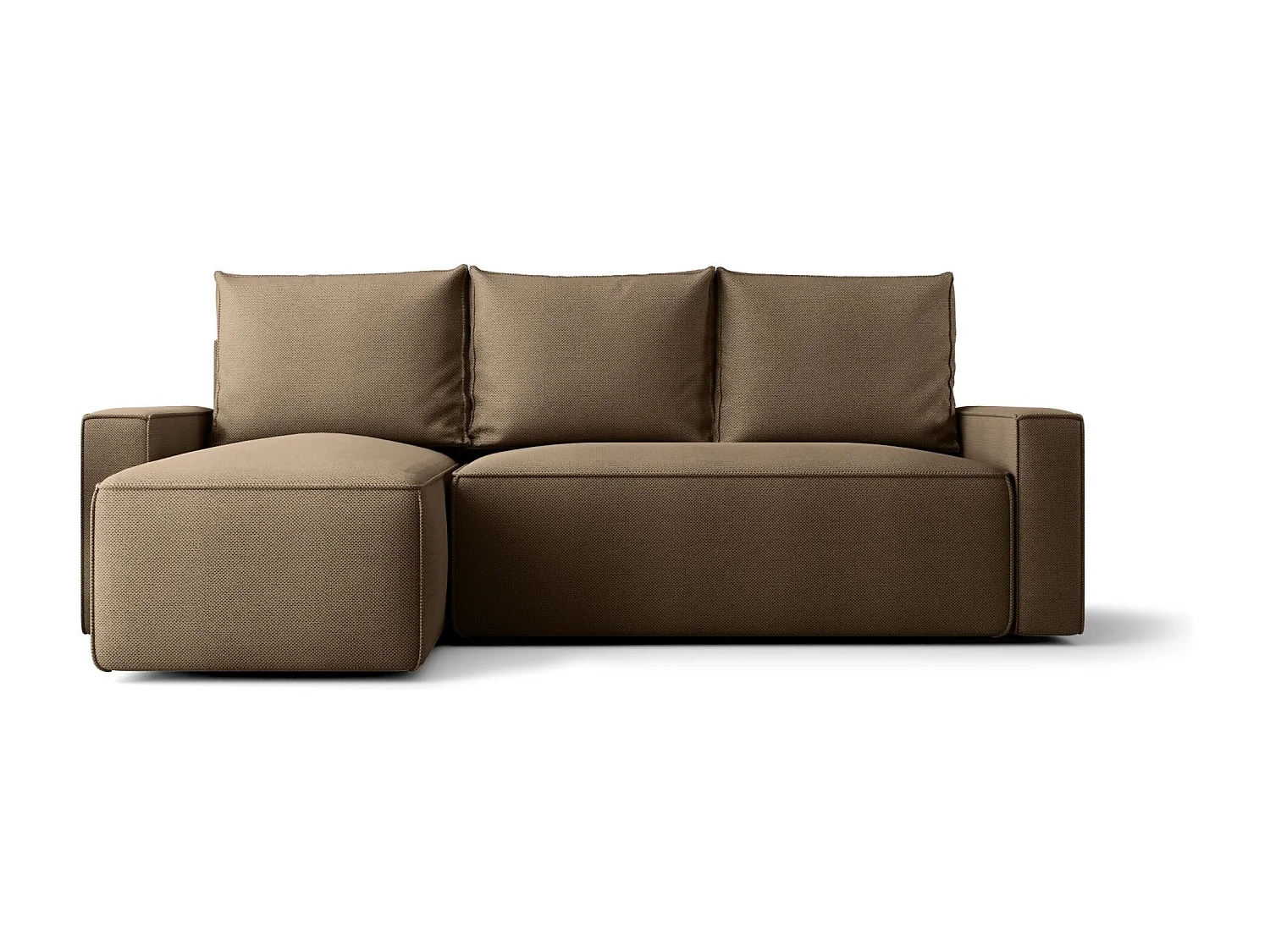 Canapé d'angle HAVANA gauche marron tricot Curio 20 - fonction couchage, coffre à literie