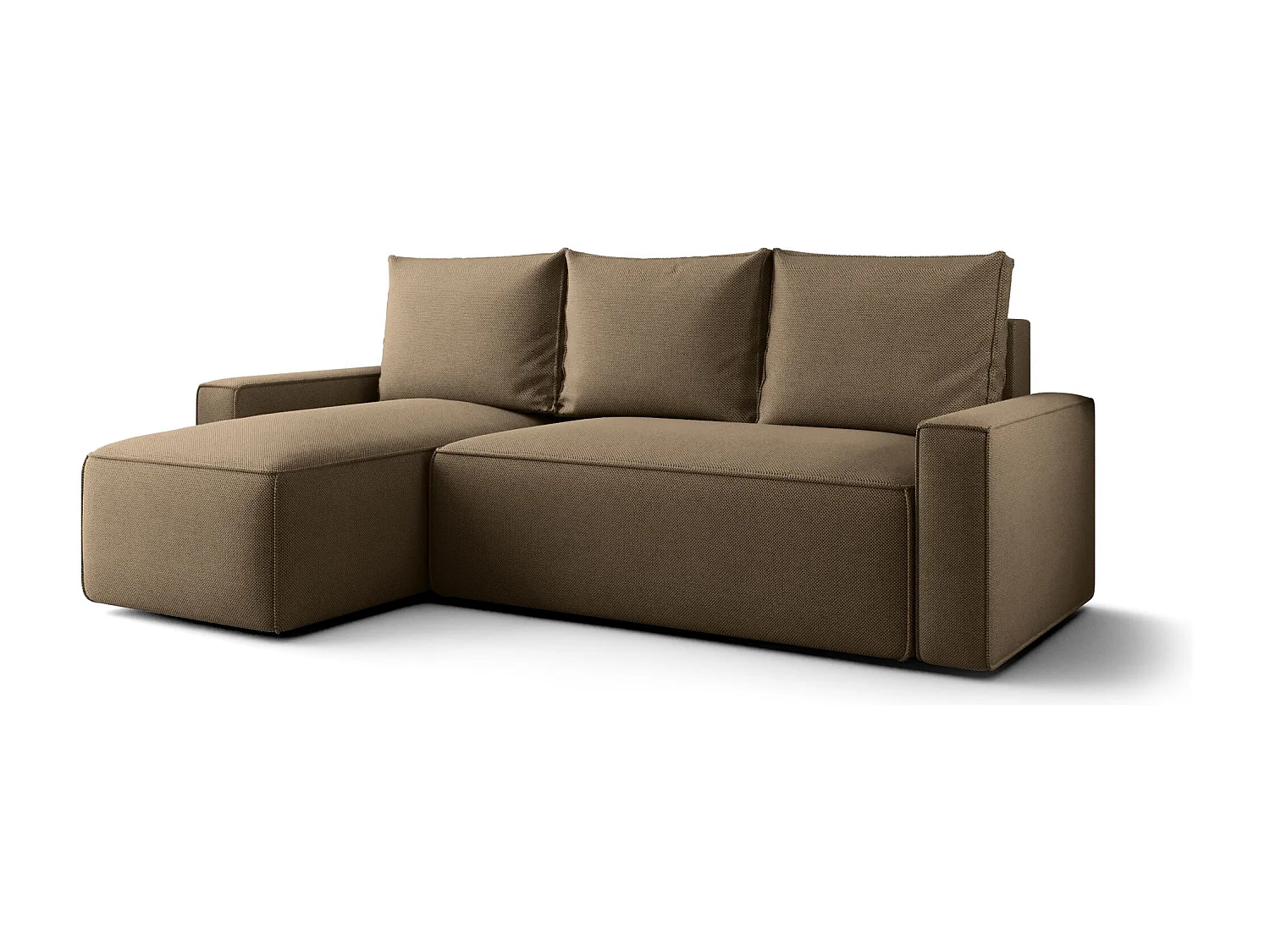 Canapé d'angle HAVANA gauche marron tricot Curio 20 - fonction couchage, coffre à literie
