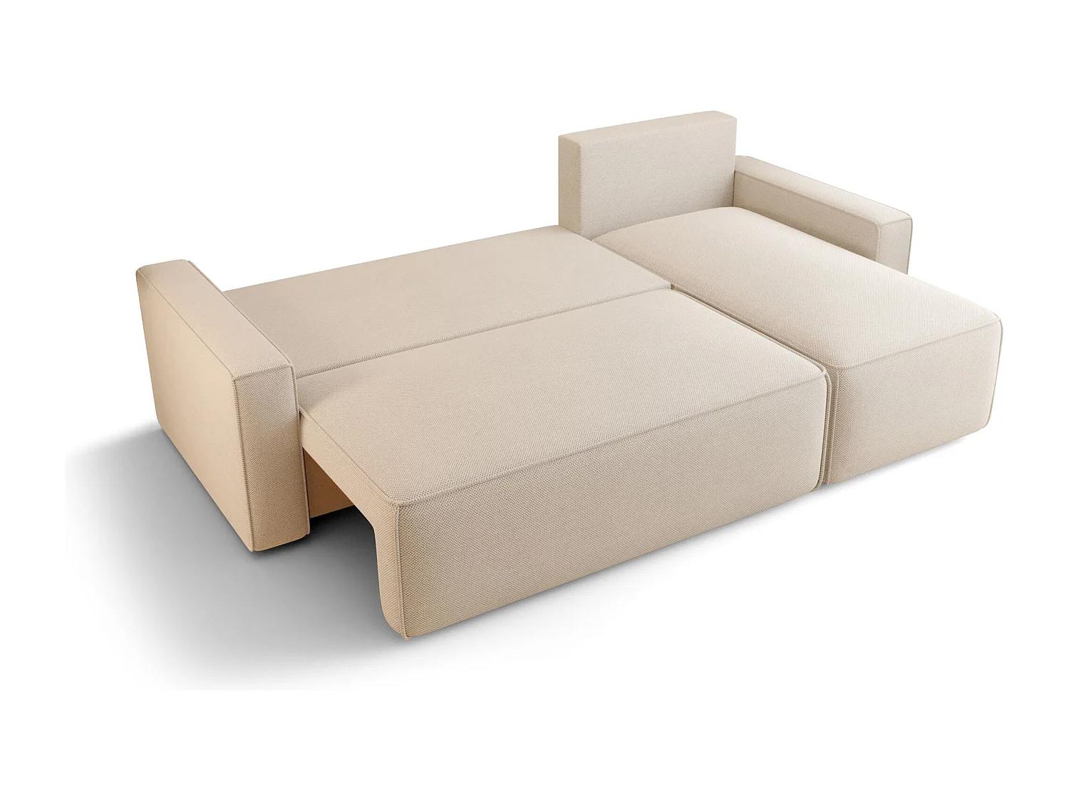 Canapé d'angle HAVANA droit blanc Bukle Quelle 1 - fonction couchage, coffre à literie