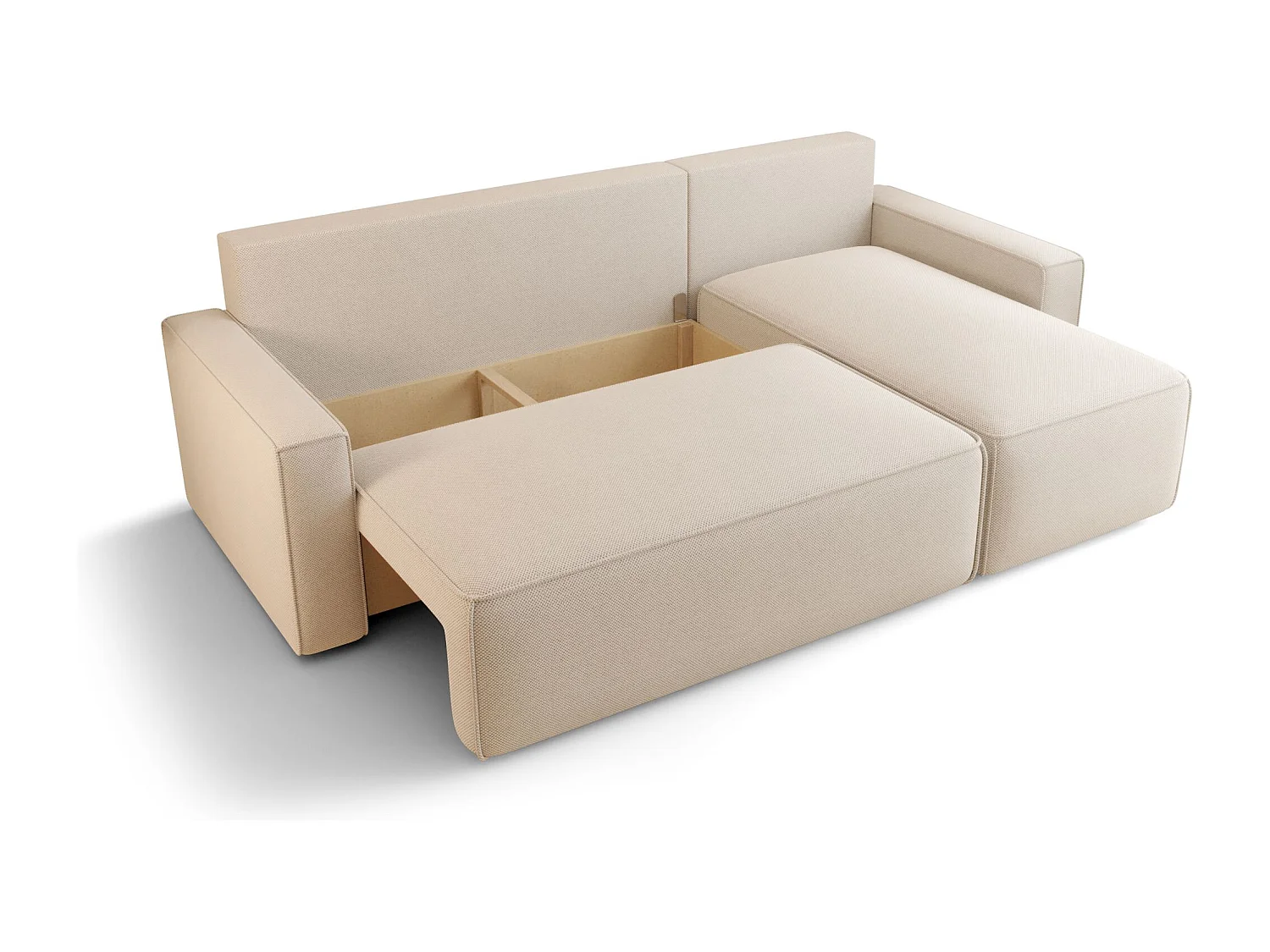Canapé d'angle HAVANA droit blanc Bukle Quelle 1 - fonction couchage, coffre à literie