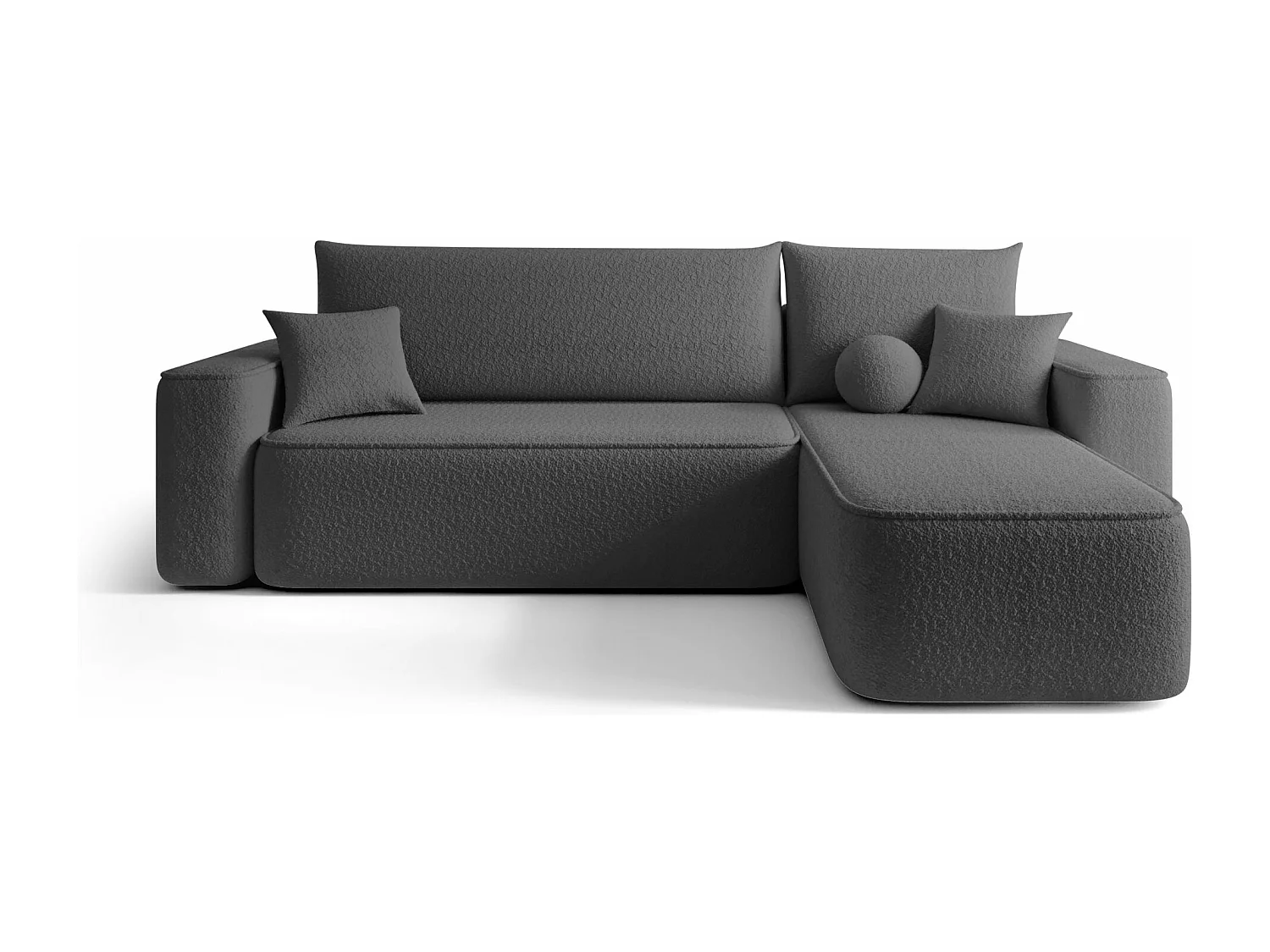 Canapé d'angle TEXAS droit gris foncé Bukle Quelle 92 - fonction couchage, coffre à literie
