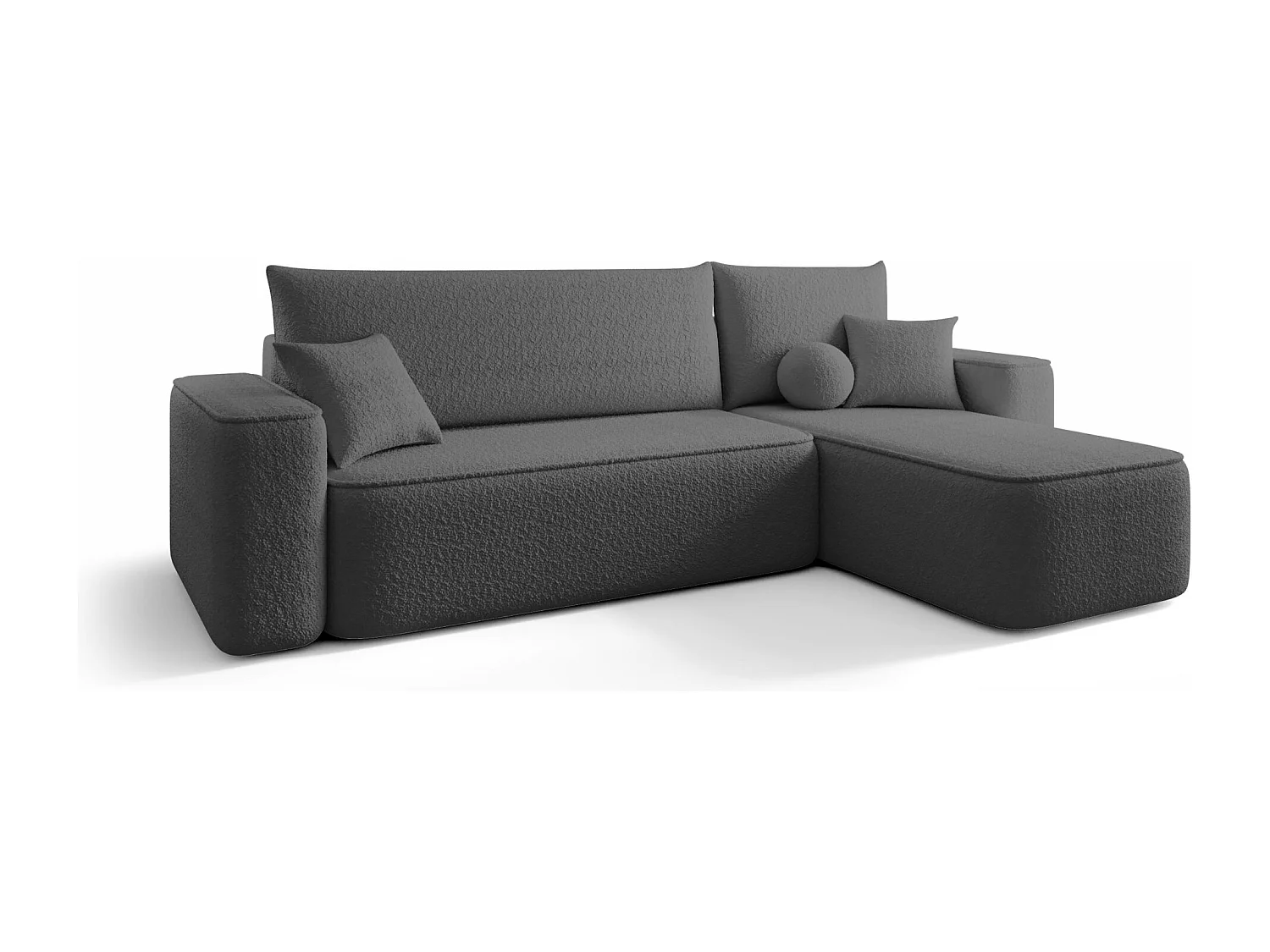Canapé d'angle TEXAS droit gris foncé Bukle Quelle 92 - fonction couchage, coffre à literie