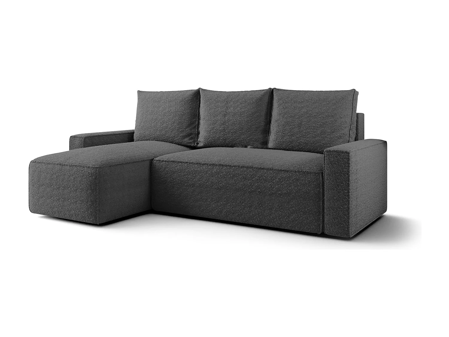 Canapé d'angle HAVANA gauche gris foncé Bukle Quelle 92 - fonction couchage, coffre à literie