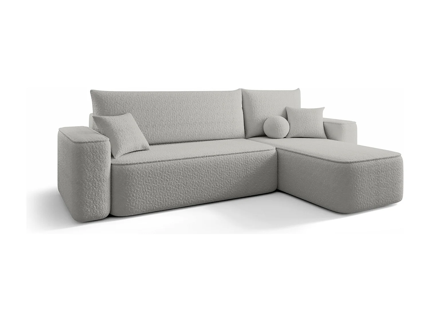 Canapé d'angle TEXAS droit gris Bukle Quelle 83 - fonction couchage, coffre à literie