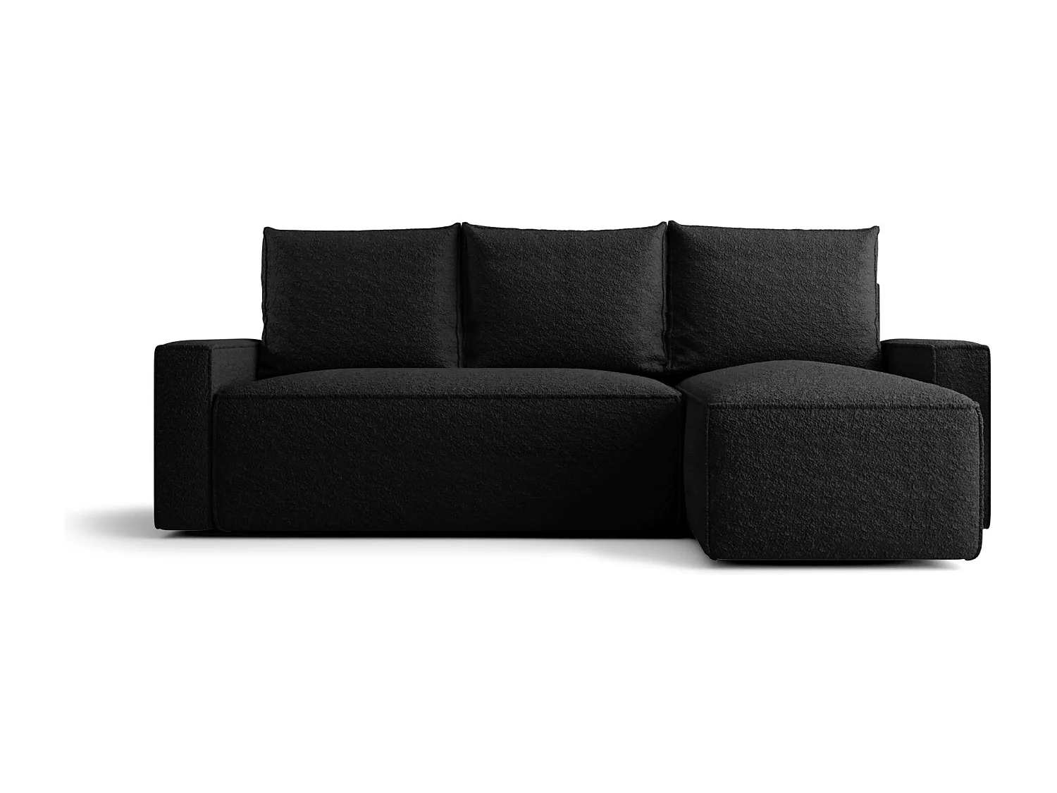 Canapé d'angle HAVANA droit noir Bukle Quelle 100 - fonction couchage, coffre à literie