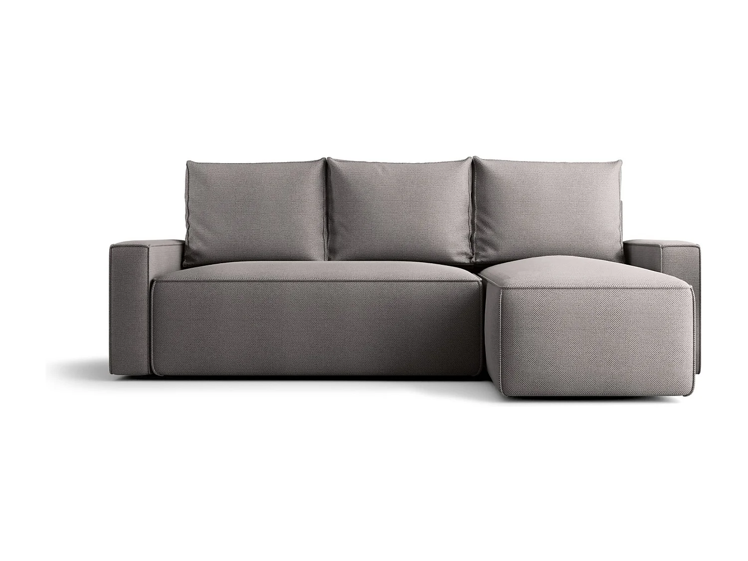 Canapé d'angle HAVANA droit gris tricot Curio 83 - fonction couchage, coffre à literie