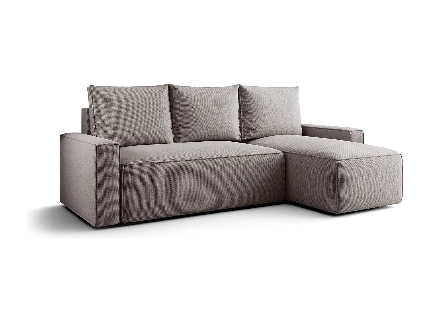 Canapé d'angle HAVANA droit gris tricot Curio 83 - fonction couchage, coffre à literie