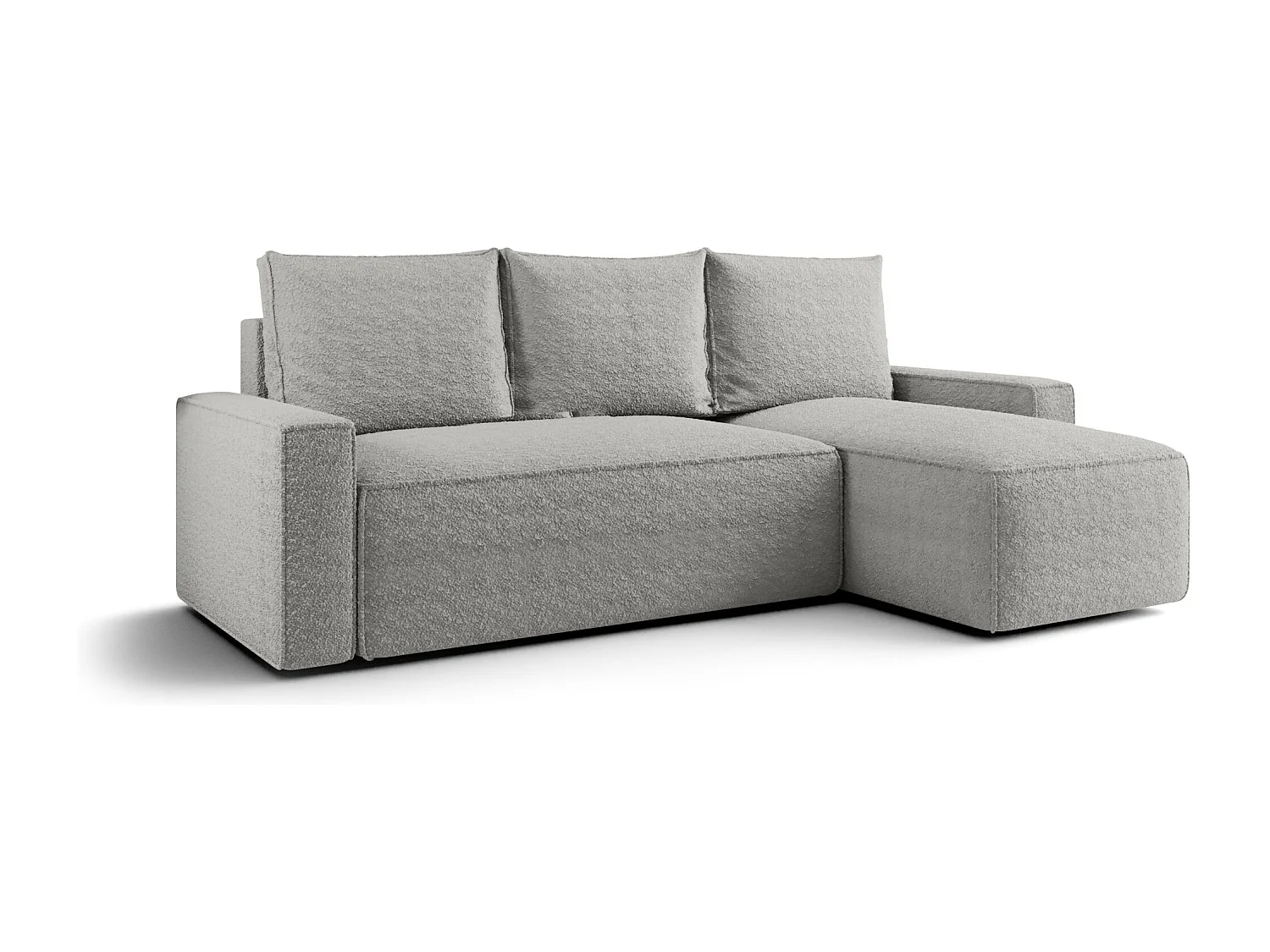 Canapé d'angle HAVANA droit gris Bukle Quelle 83 - fonction couchage, coffre à literie