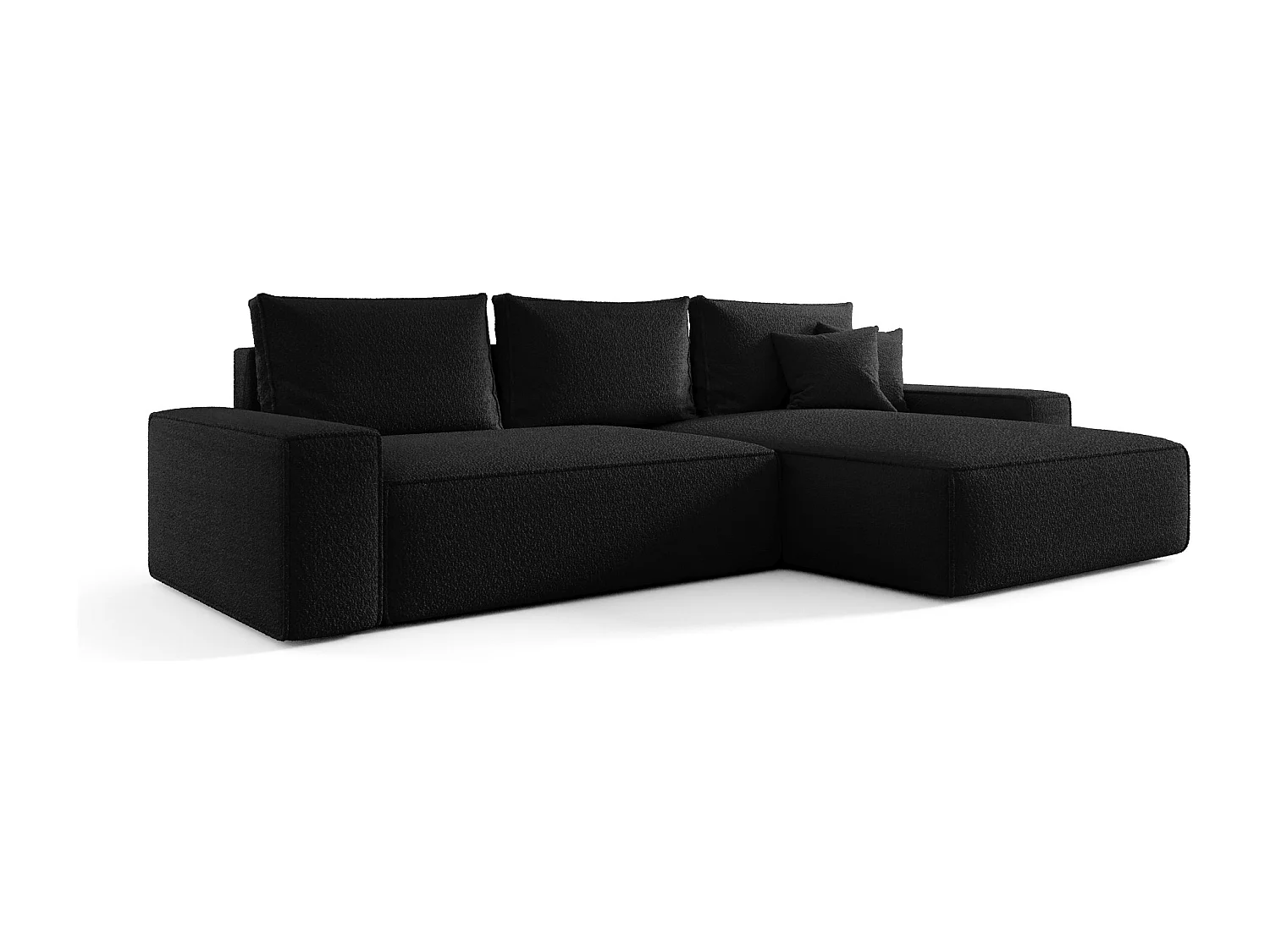 Canapé d'angle CALIFORNIA droit noir Bukle Quelle 100 - fonction couchage, coffre à literie