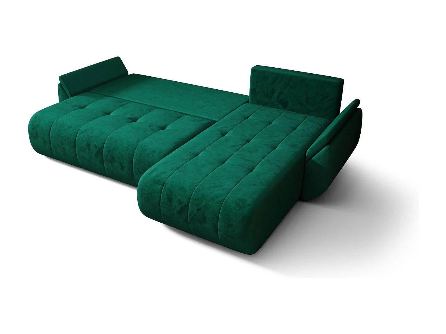 Canapé d'angle SYDNEY droit marron velours Monolith 9 - fonction couchage, coffre à literie