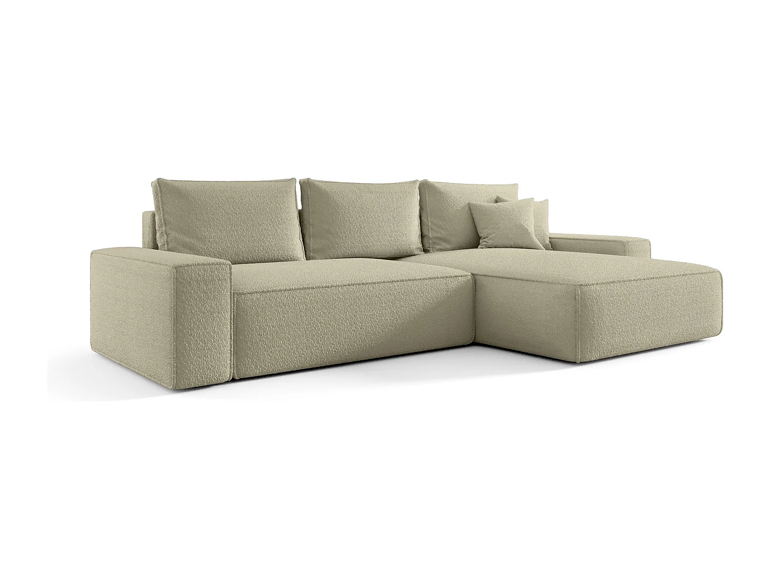 Canapé d'angle CALIFORNIA droit beige foncé Bukle Quelle 6 - fonction couchage, coffre à literie