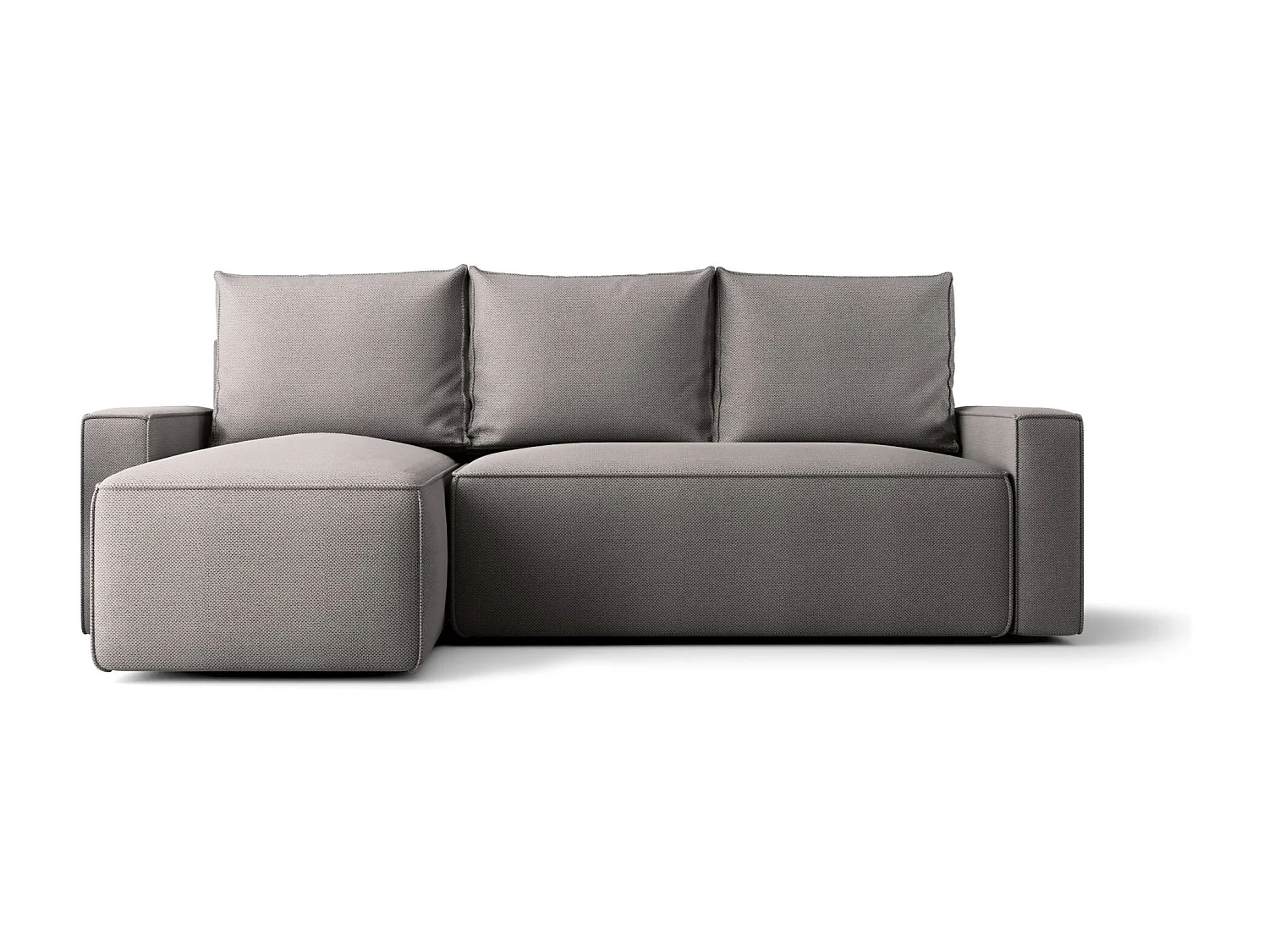Canapé d'angle HAVANA gauche gris tricot Curio 83 - fonction couchage, coffre à literie