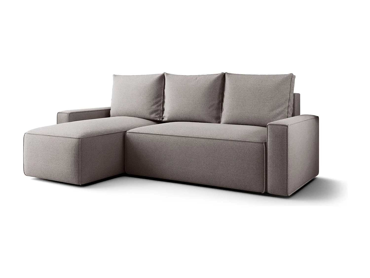 Canapé d'angle HAVANA gauche gris tricot Curio 83 - fonction couchage, coffre à literie