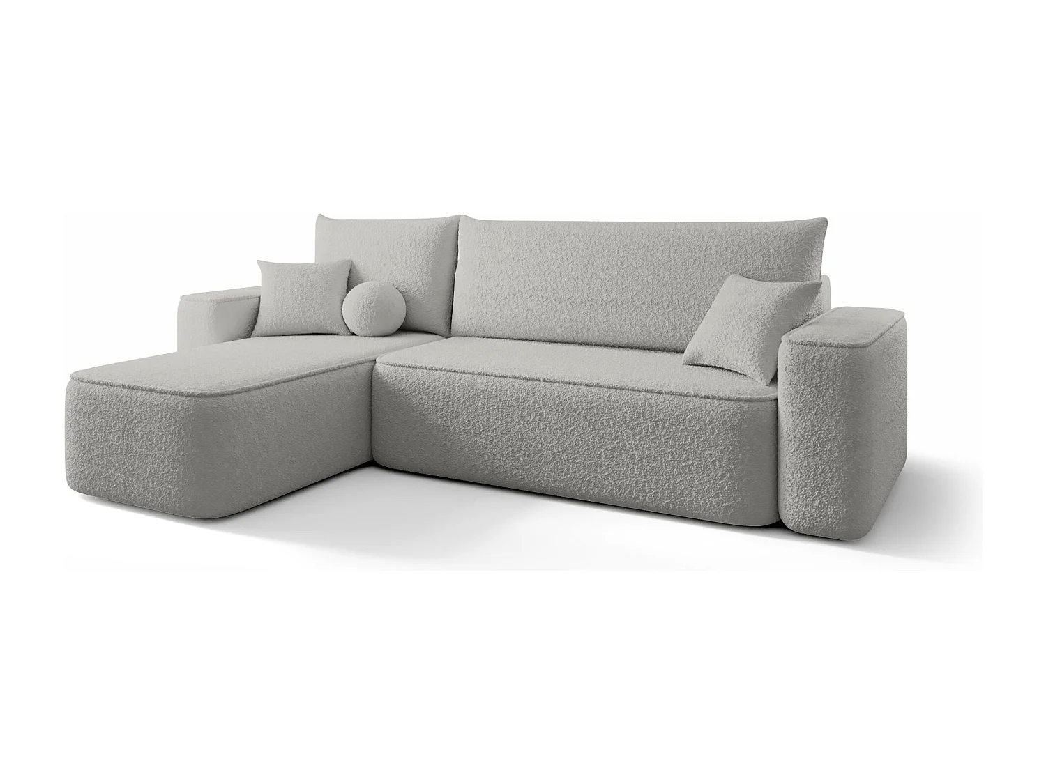 Canapé d'angle TEXAS gauche gris Bukle Quelle 83 - fonction couchage, coffre à literie