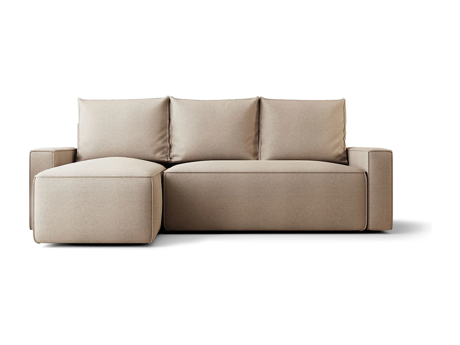 Canapé d'angle HAVANA gauche Jasno Brazowy tricot Curio 15 - fonction couchage, coffre à literie