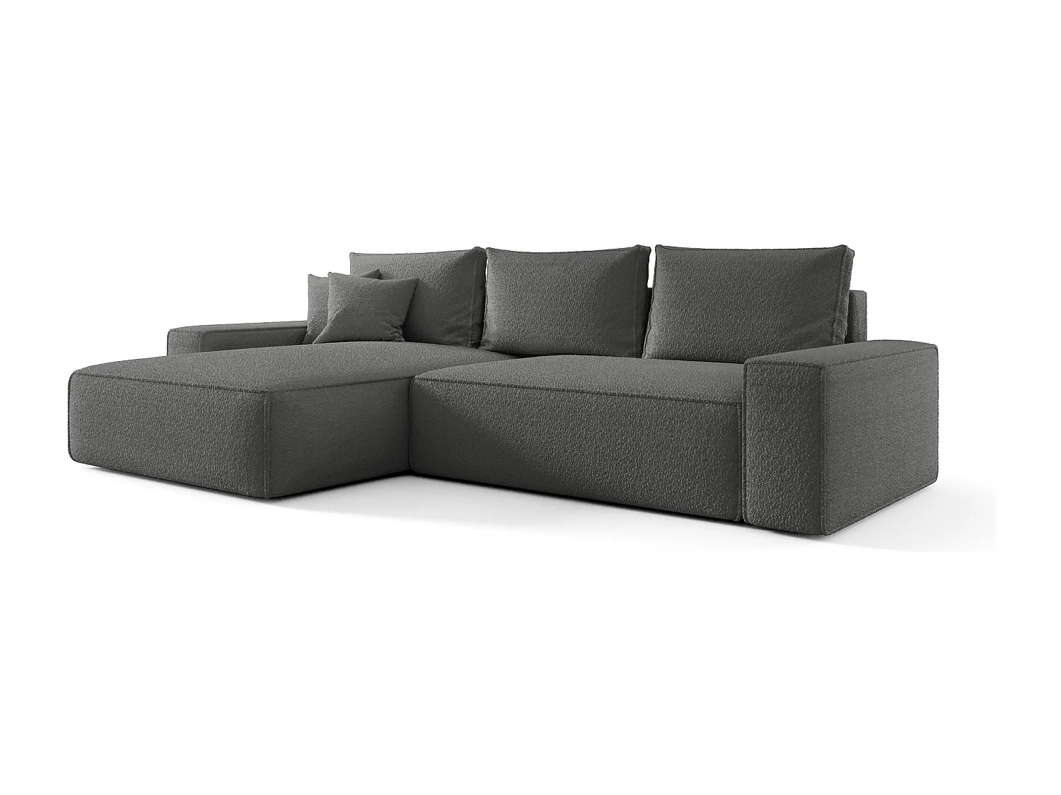 Canapé d'angle CALIFORNIA gauche gris foncé Bukle Quelle 92 - fonction couchage, coffre à literie