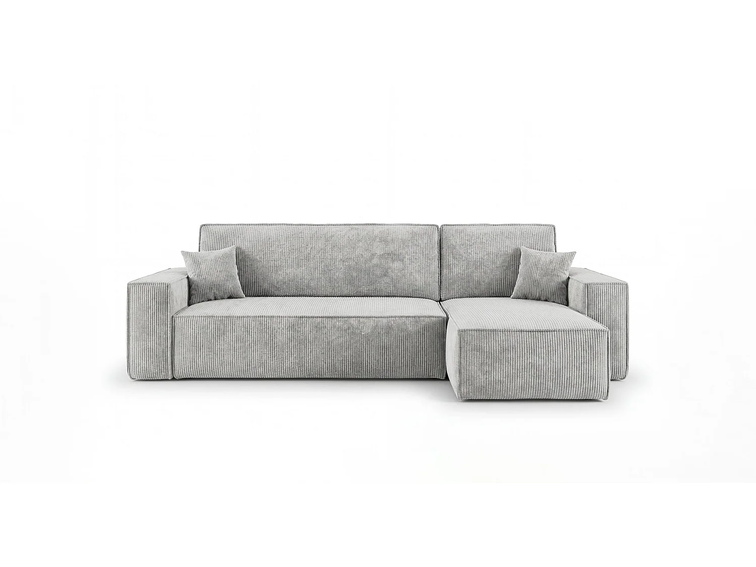 Canapé d'angle CALIFORNIA MINI droit gris velours côtelé Poso 55 - fonction couchage, coffre à literie