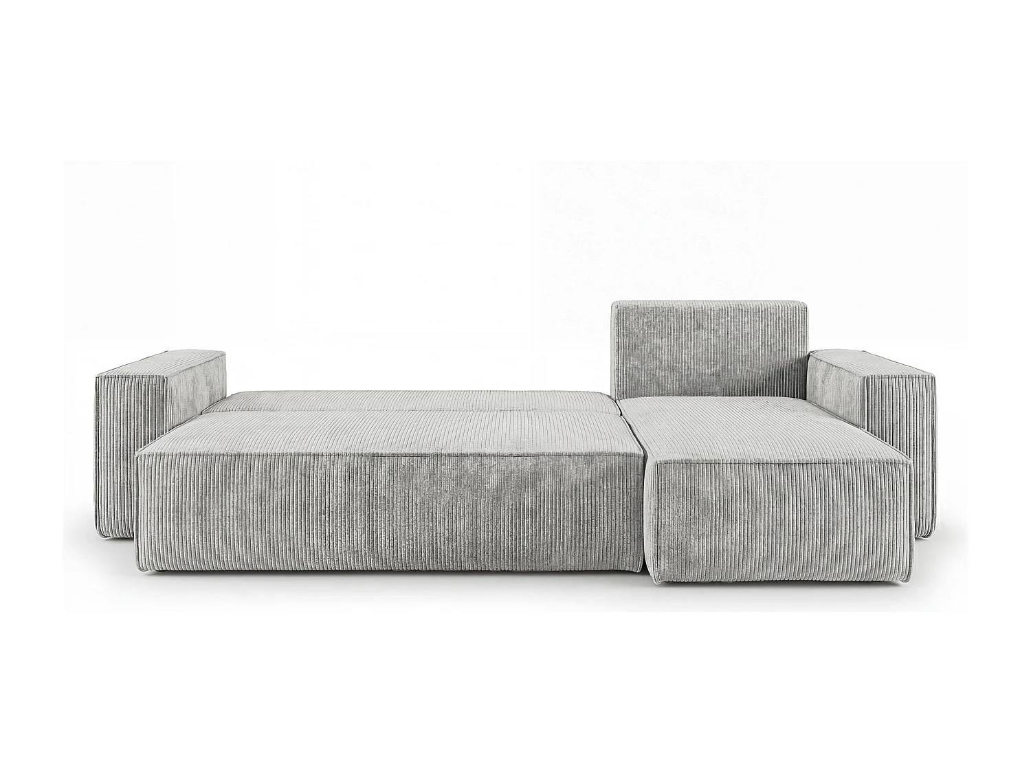 Canapé d'angle CALIFORNIA MINI droit gris velours côtelé Poso 55 - fonction couchage, coffre à literie