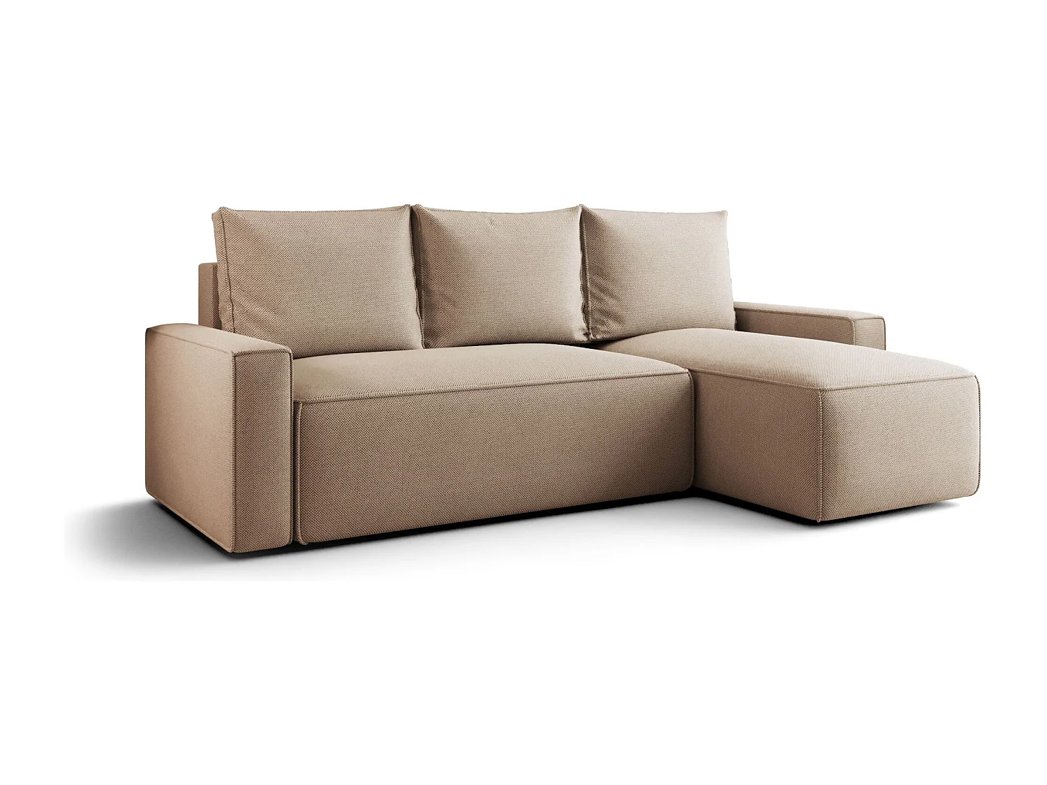 Canapé d'angle HAVANA droit Jasno Brazowy tricot Curio 15 - fonction couchage, coffre à literie