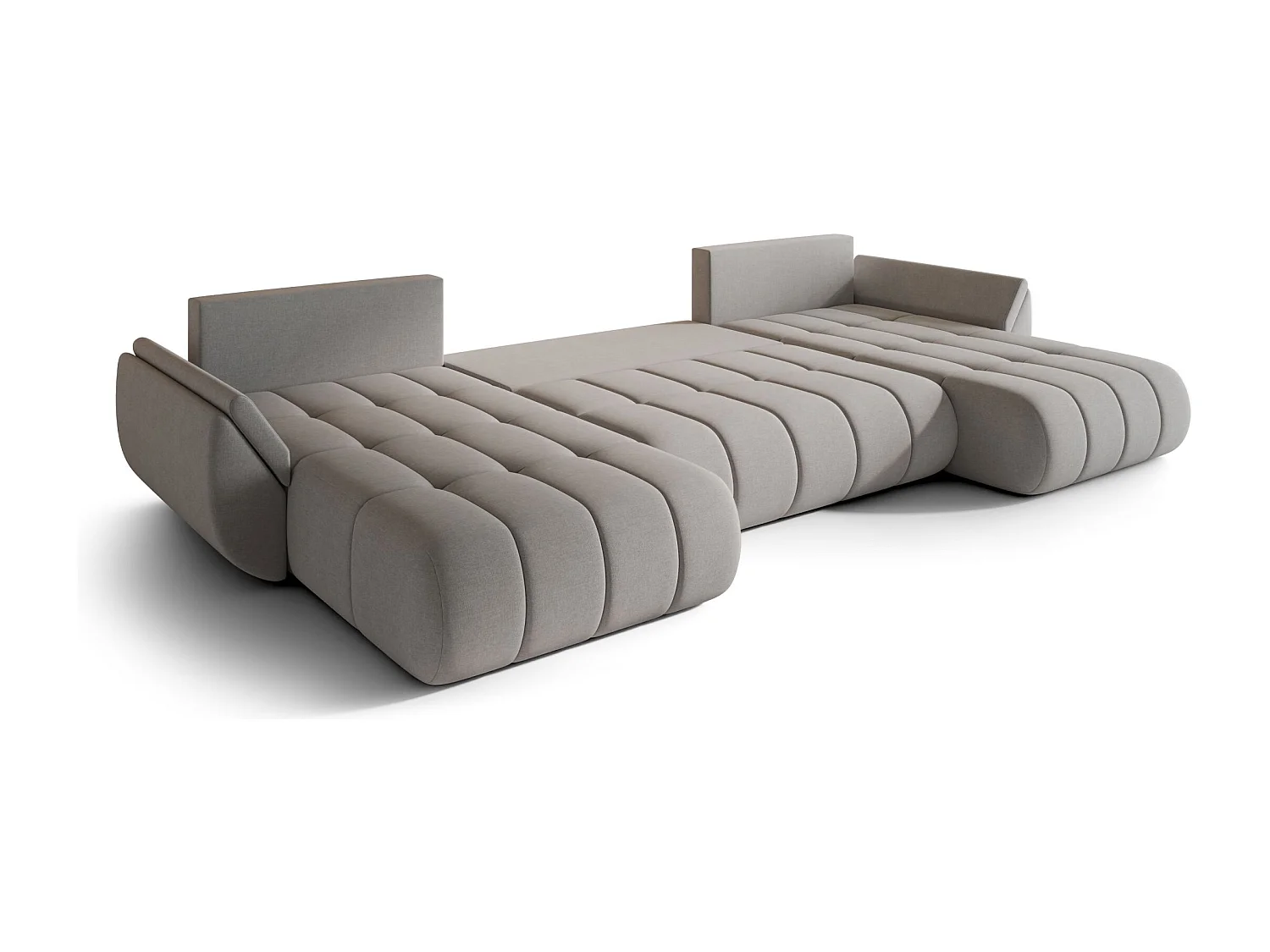Canapé d'angle SYDNEY PREMIUM en U marron velours Monolith 9 - fonction couchage, coffre à literie